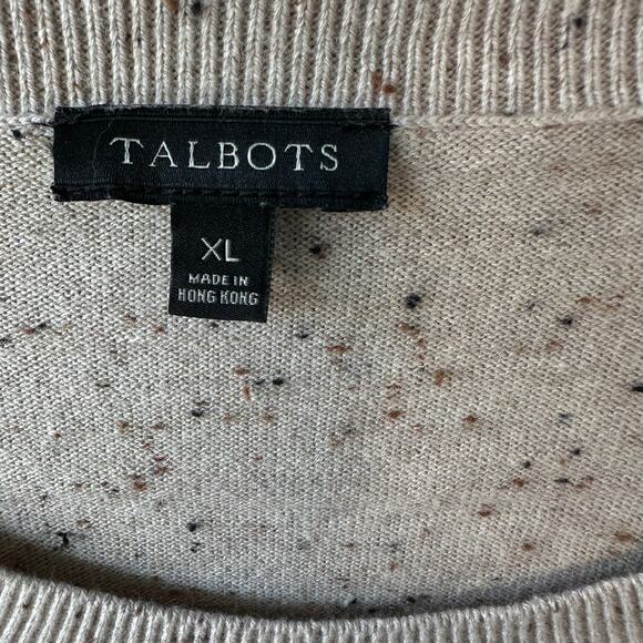 Talbots Sweater XL Fall Leaves Oatmeal Speckled Fall Autumn Thanksgiving Colors - Picture 4 of 6